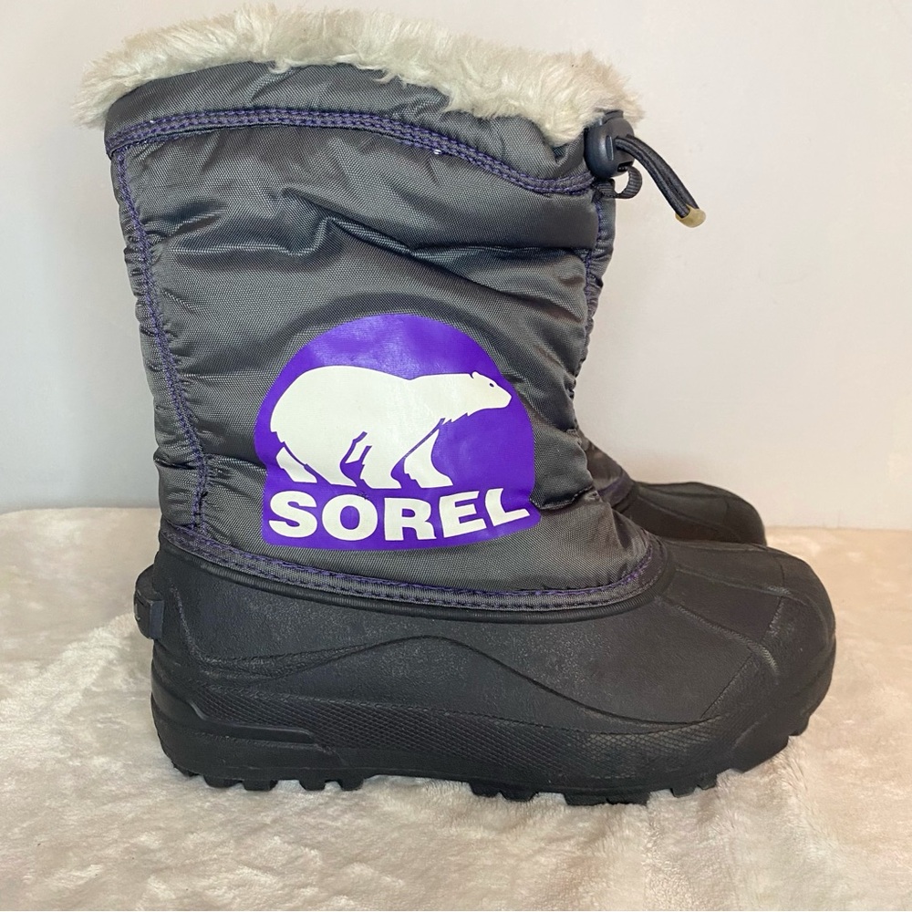 Sorel Gray Faux Fur Warm Lining Waterproof Snow Commander Boots Size 6